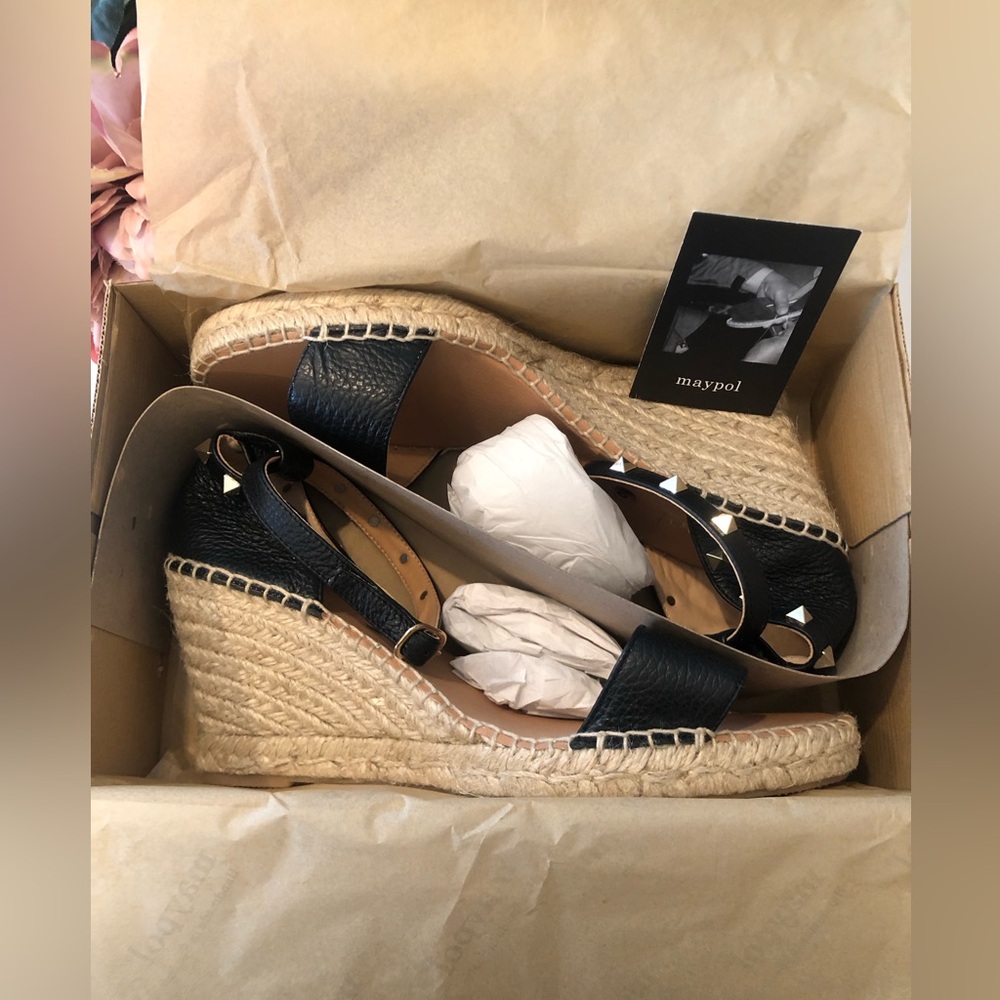 New Genuine Leather Espadrilles with Rockstud Detailing, Made in Spain